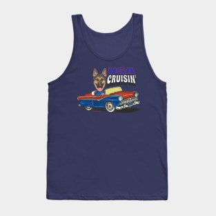 Funny humorous and cute German Shepherd dog driving a classic car while cruising the USA Tank Top